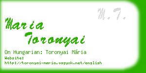 maria toronyai business card